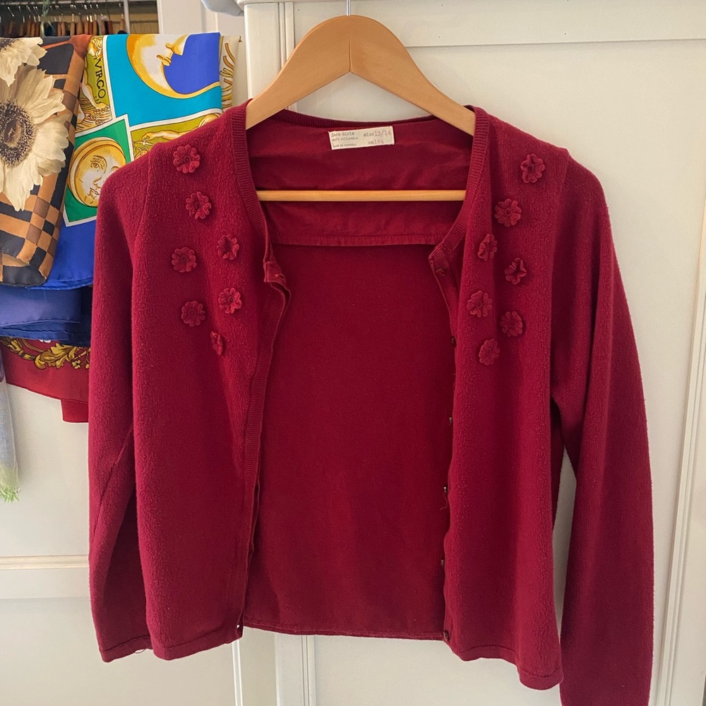 Zara Red Cardigan Sweater